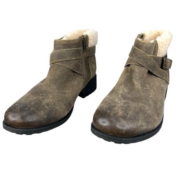 UGG Women’s Benson Brown Leather Casual Winter Boot Size US 10 - Picture 6 of 11